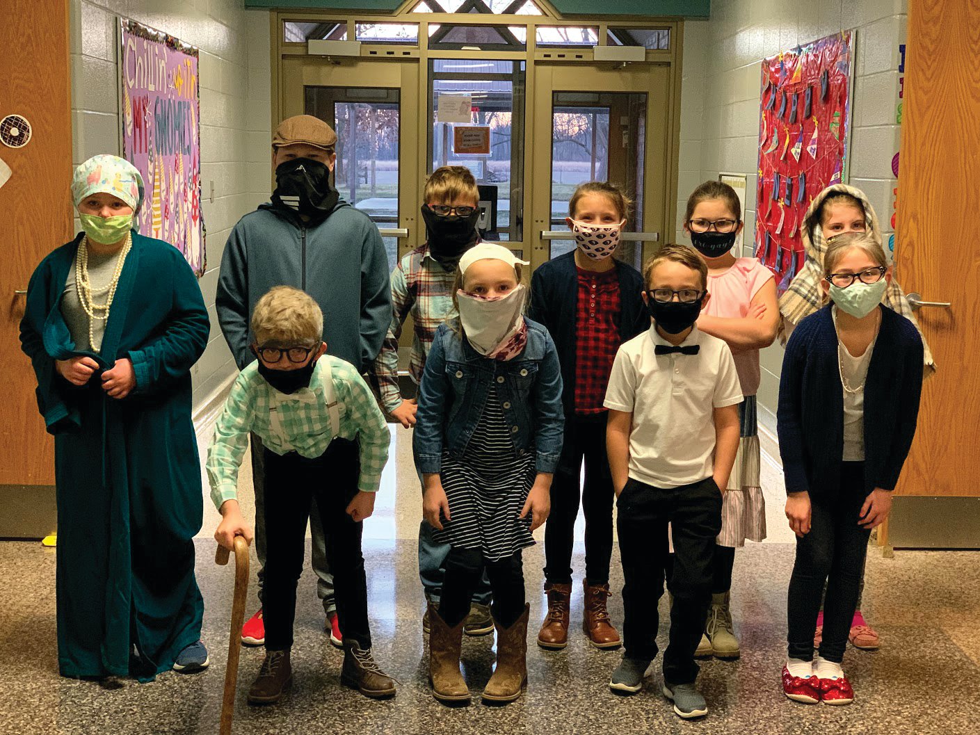 New Market Elementary students dressed up as 100-year-olds to celebrate the 100th day of in-person school Thursday.