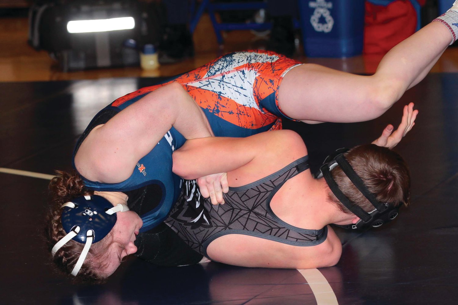 Cailin Campbell of North Montgomery wrestles Parke Heritage