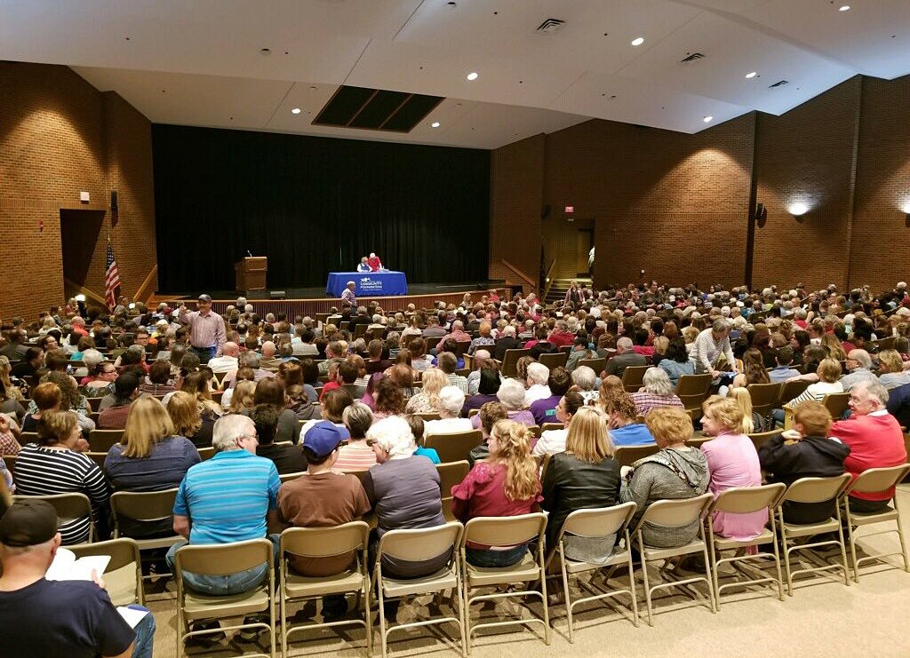 A capacity crowd filled Crawfordsville High School auditorium when Holocaust survivor Eva Kor spoke in April 2019.
