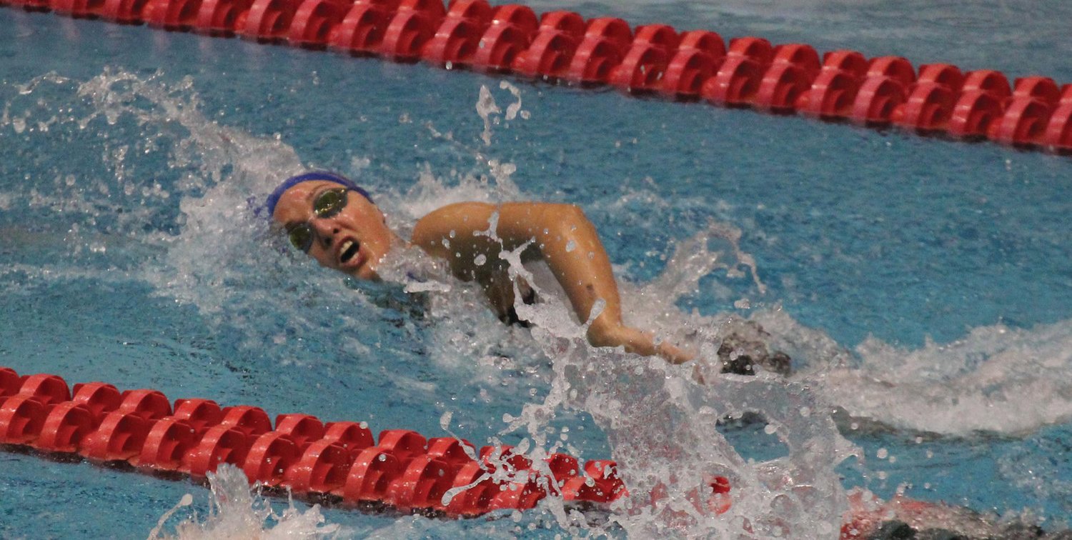 Crawfordsville's Alyx Bannon competes in the 50 freestyle on Friday night at the state finals.