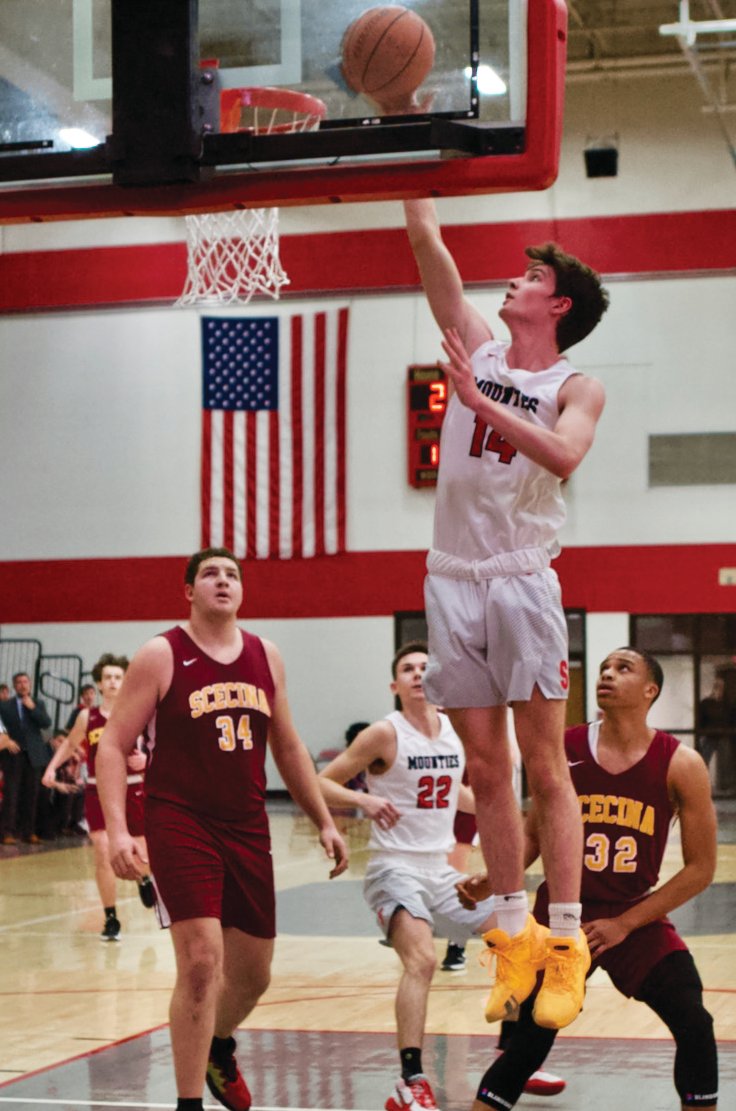 Southmont's Austin Bowman lays it in during the first half of a 68-57 home win on Friday night.