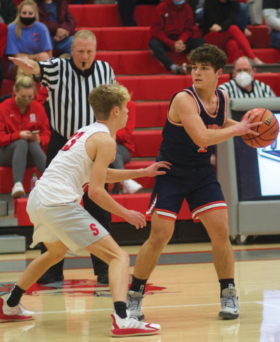 North Montgomery's Logan Kelly looks to make a move against Southmont's Cale Hess in a game earlier this season.
