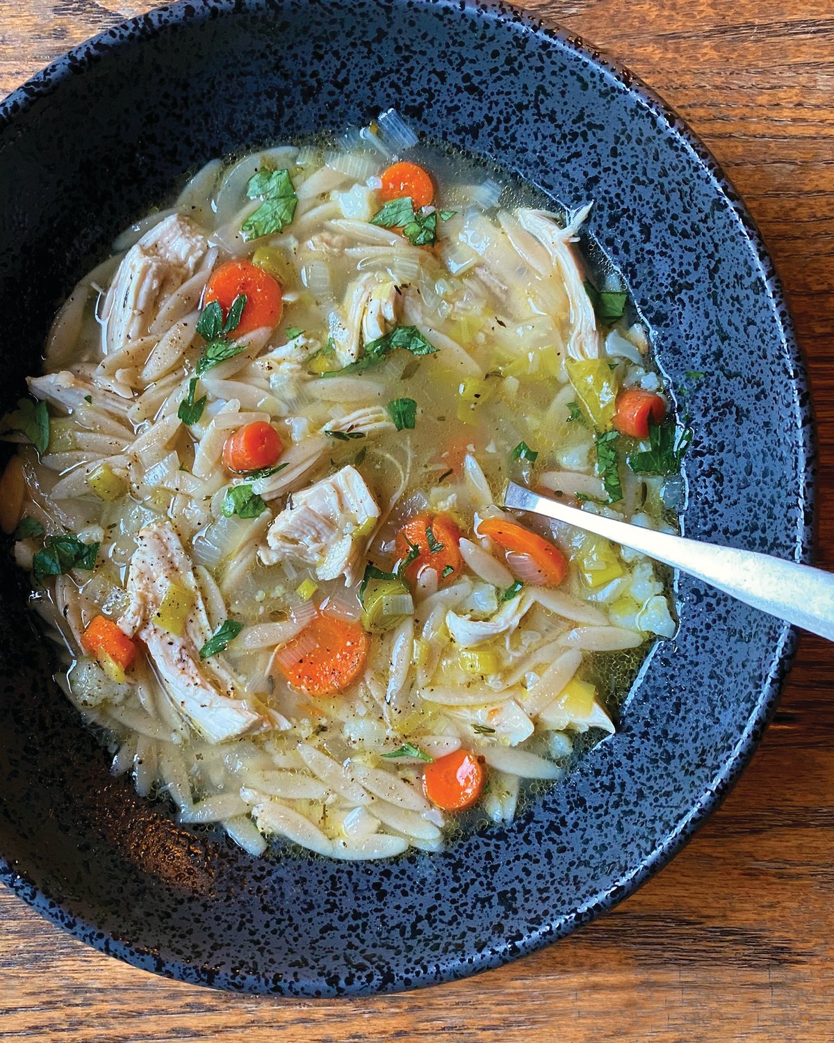 The key ingredient in this simple and delicious soup is orzo. Orzo is the Italian word for barley.