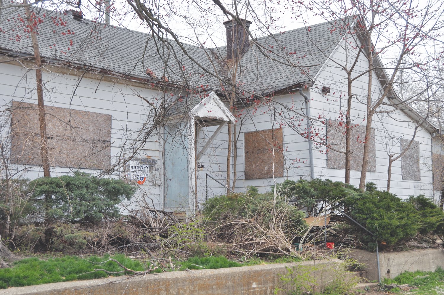 The former Toney Petroleum building is shown here Thursday. The Crawfordsville Street Depatment will re-board parts of the building following complaints about stray cats on the site.