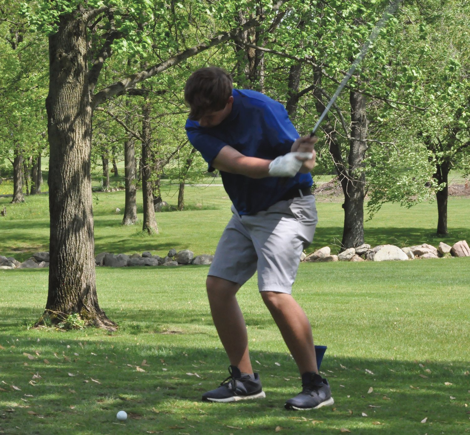 Crawfordsville's Luke Ranard tees off during the Sagamore Conference meet back in 2019.