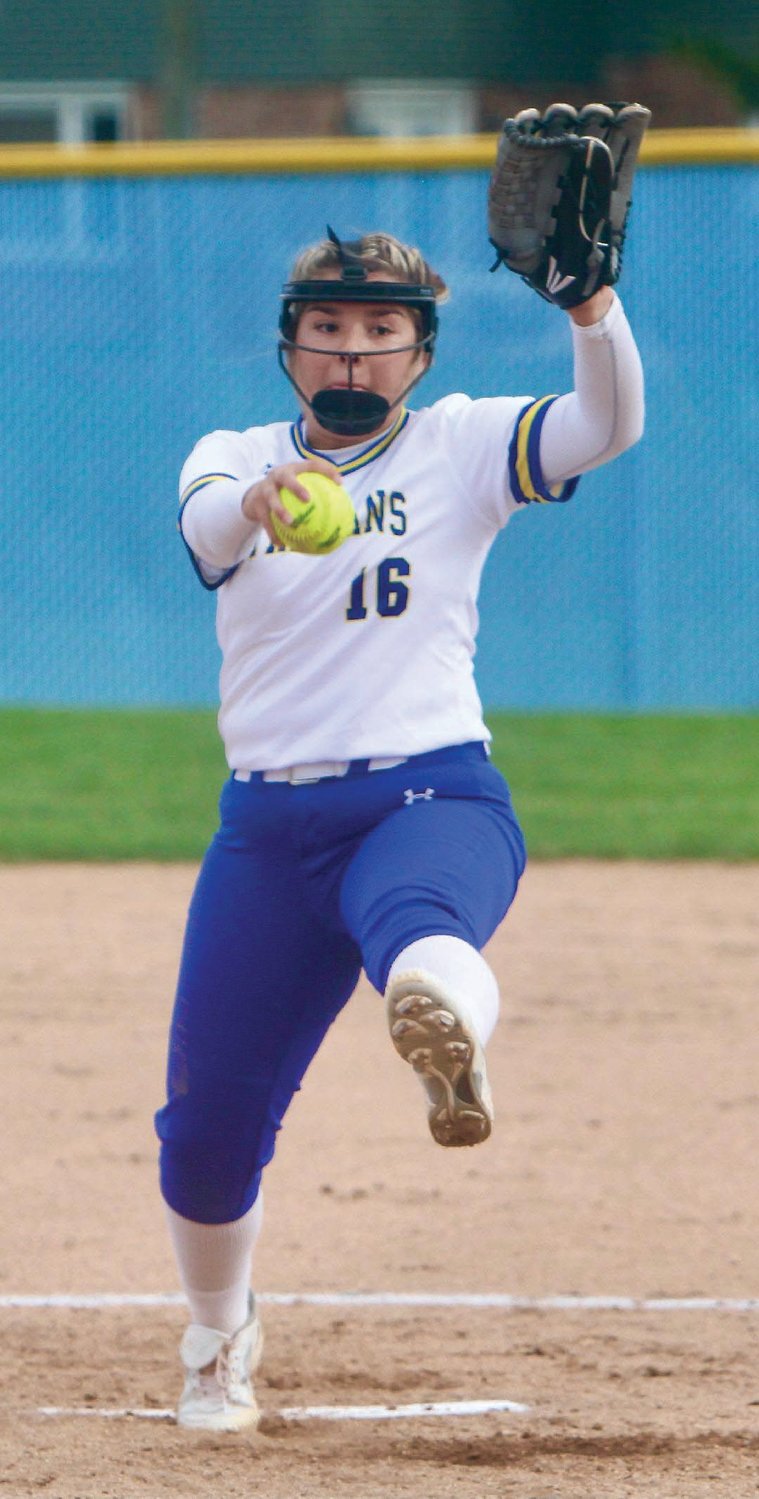 Crawfordsville's Kaylie Miller fires a pitch home.