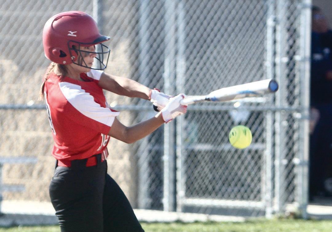 Southmont senior Natalie Manion had one of four Mountie hits on Tuesday night in a loss to Tri-West.