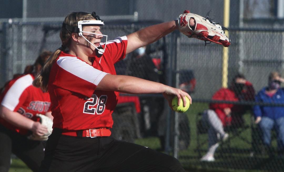 Southmont pitcher Macie Shirk delivers a pitch on Tuesday night in a 9-0 Sagamore Conference loss to Tri-West.