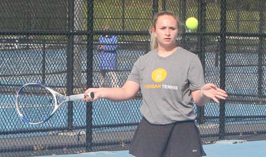 Crawfordsville freshman Samantha Rohr helped the Athenians defeat North Montgomery with a win at No. 3 singles.