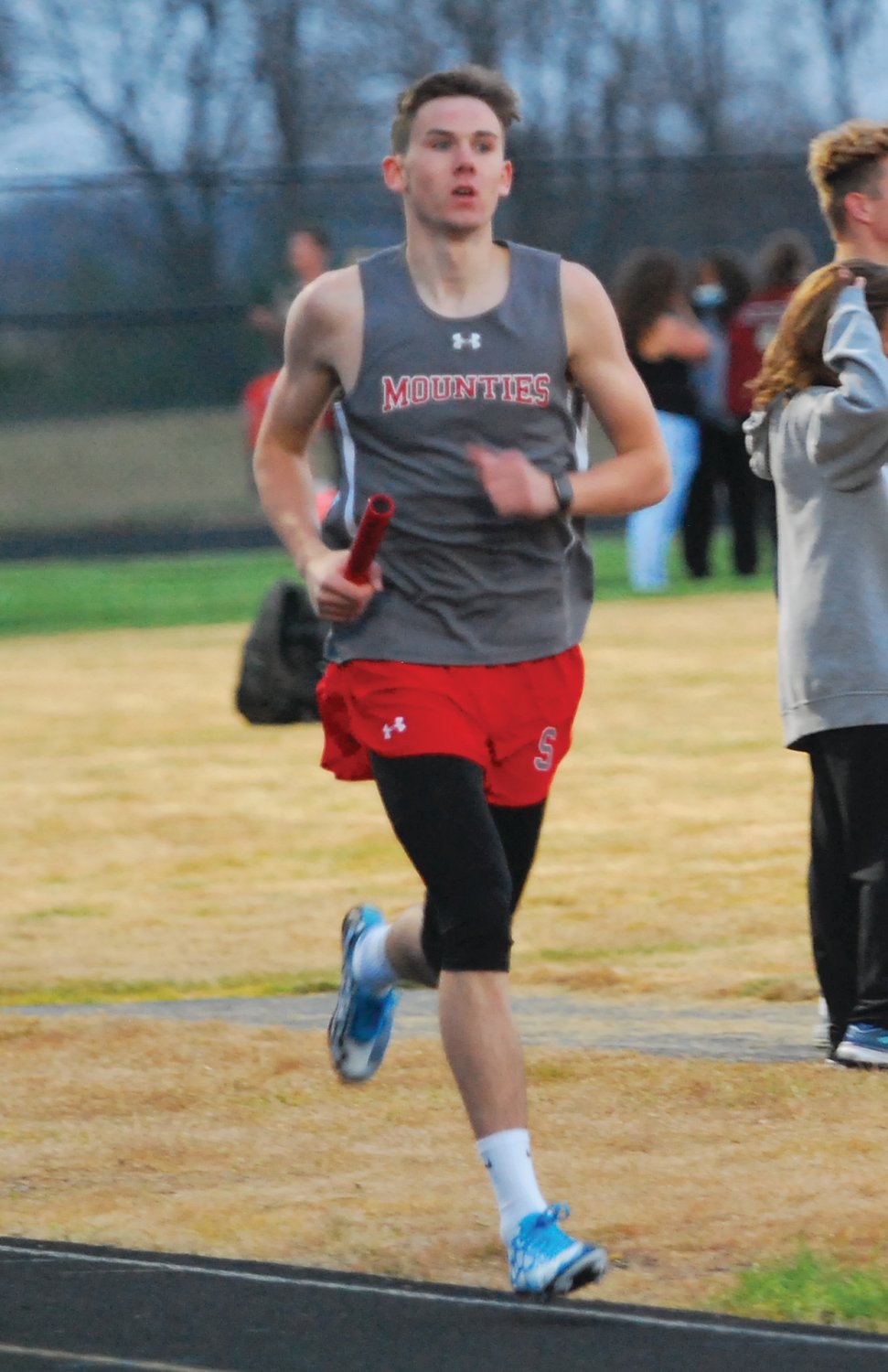 Southmont's Logan Oppy competes in the distance medley.