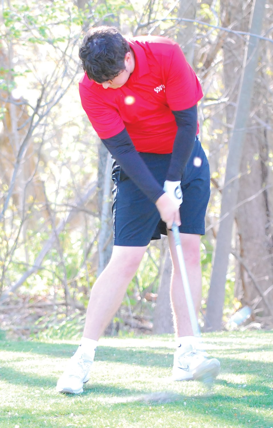 Southmont's Nolan Allen battled the wind and shot a 46 on Monday night at the Crawfordsville Country Club.