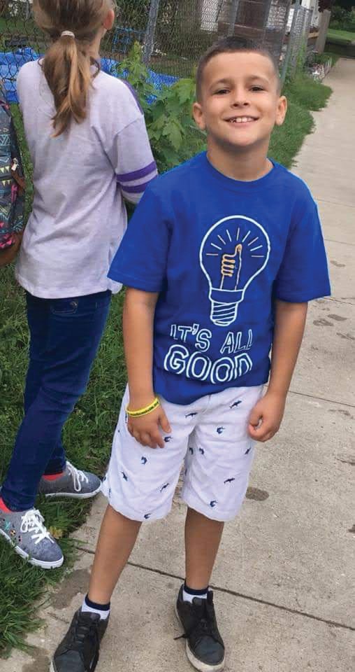 Carson Collins, 10, a fourth grader at Hoover Elementary, is currently undergoing treatment for leukemia. His classmates are selling bracelets at school to raise money for his family.
