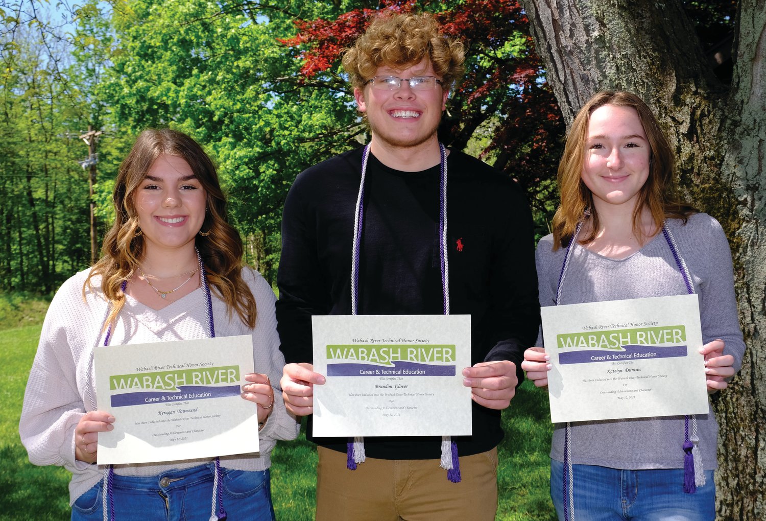 Covington students recently inducted into the Wabash River Technical Honor Society are (L to R) Keragan Townsend, Brandon Glover and Katelyn Duncan.