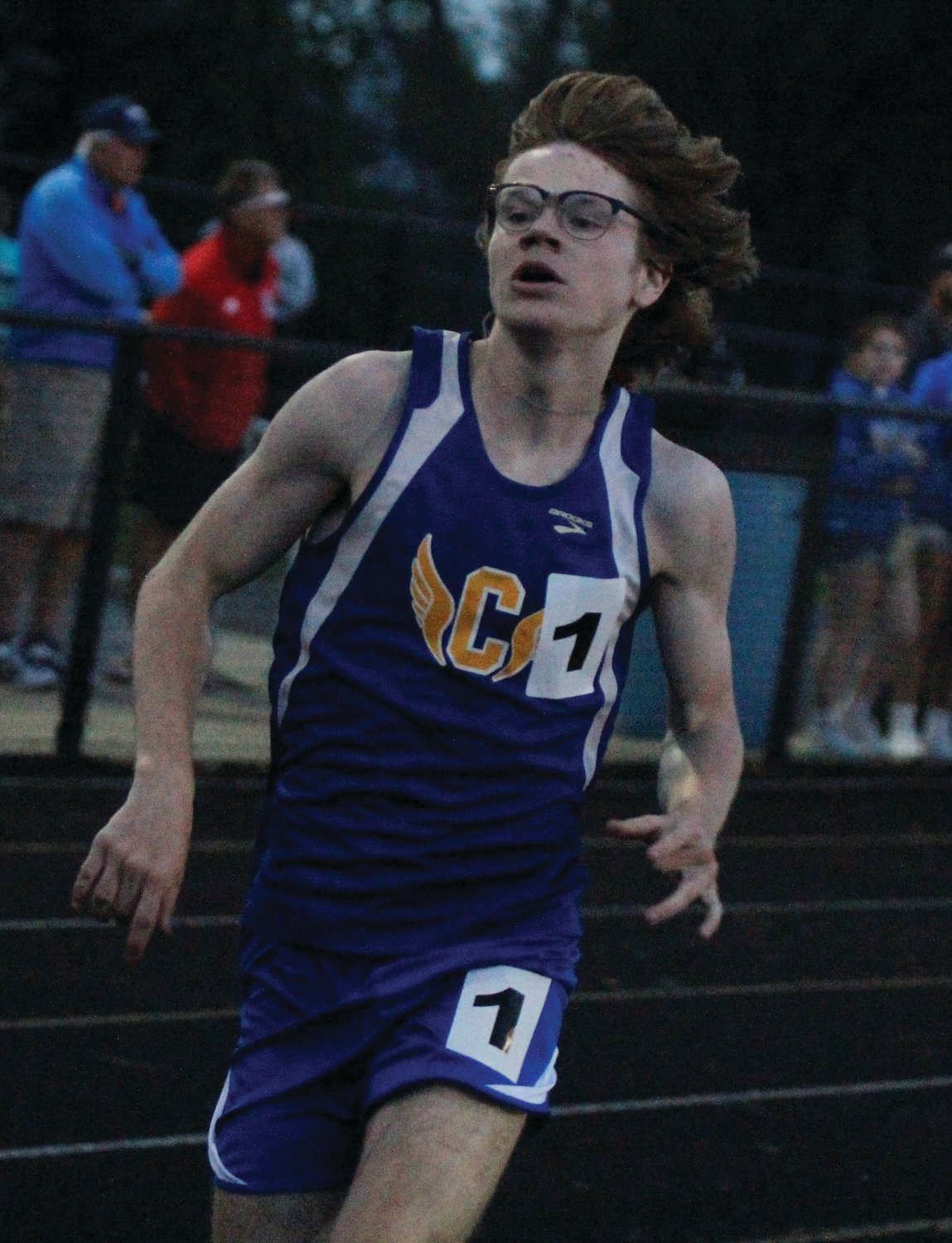 Crawfordsville's Hunter Hutchison raced to a win in the boys' 800 meter run.