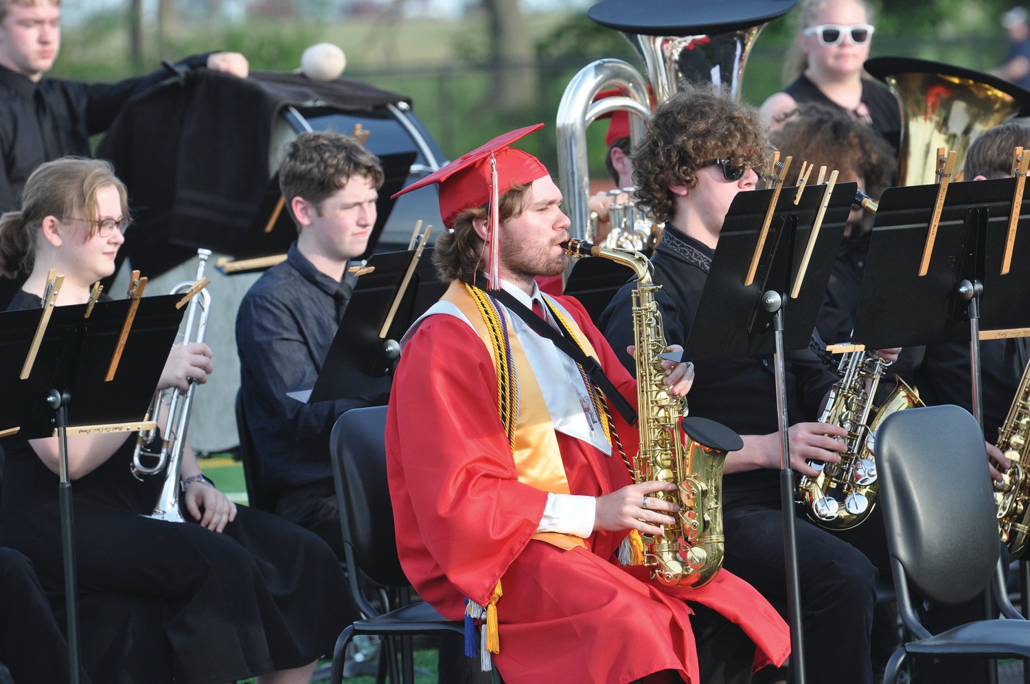 The Royal Mountie Band performs during commencement exercises at Southmont High School on Friday.