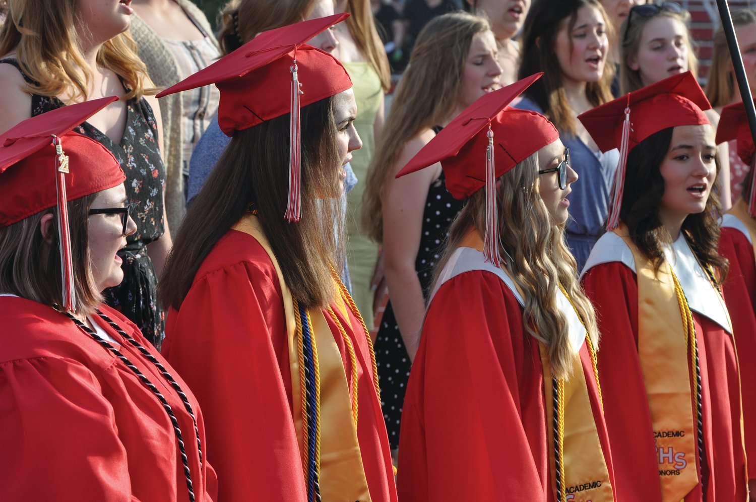 Seniors give their last choir performance during commencement exercises at Southmont High School.