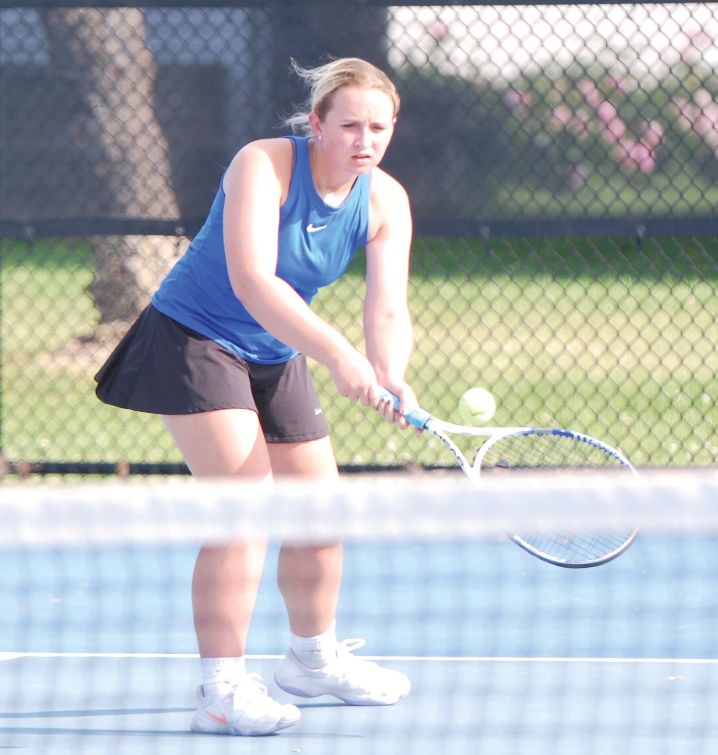 Crawfordsville freshman Samantha Rohr won easily at No. 3 singles against Covington in the regional final on Tuesday.
