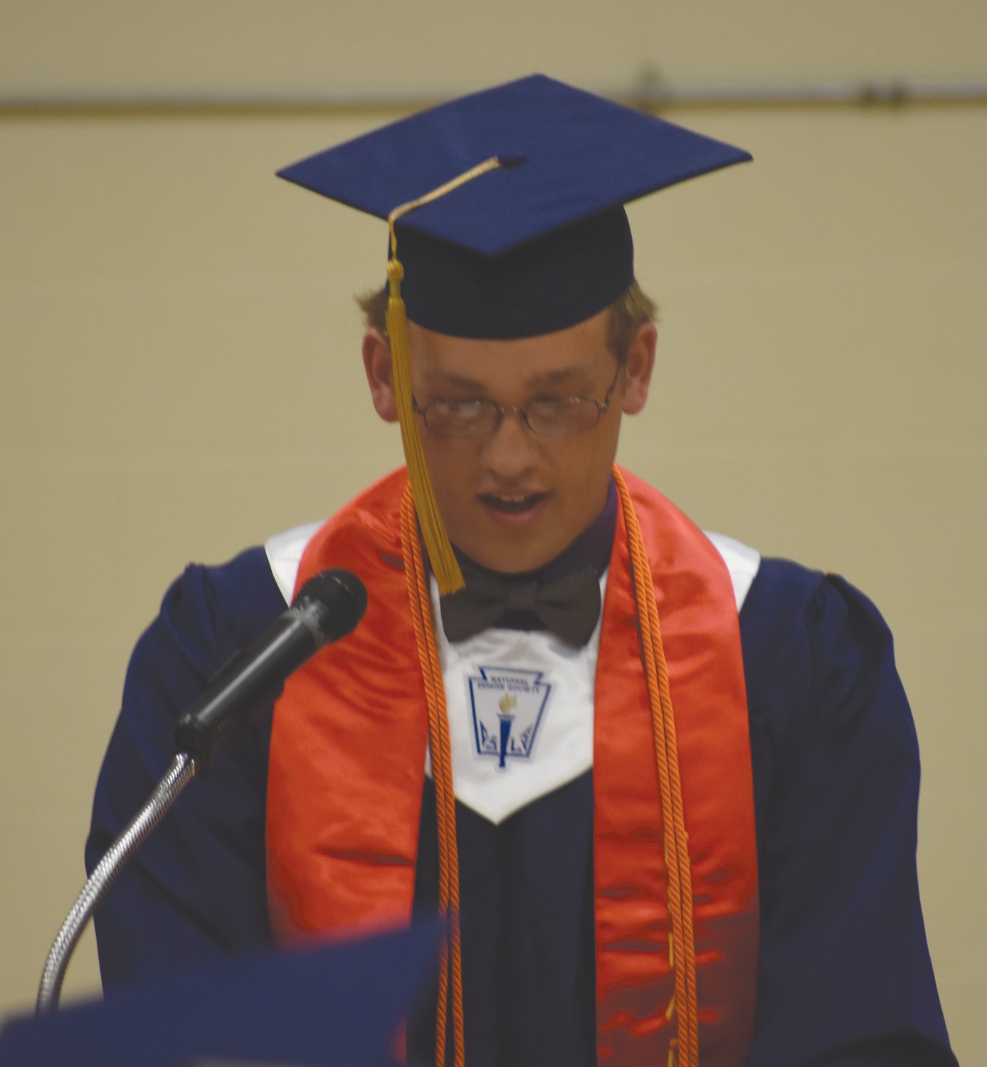 Nathan Summers speaks to his fellow graduates.