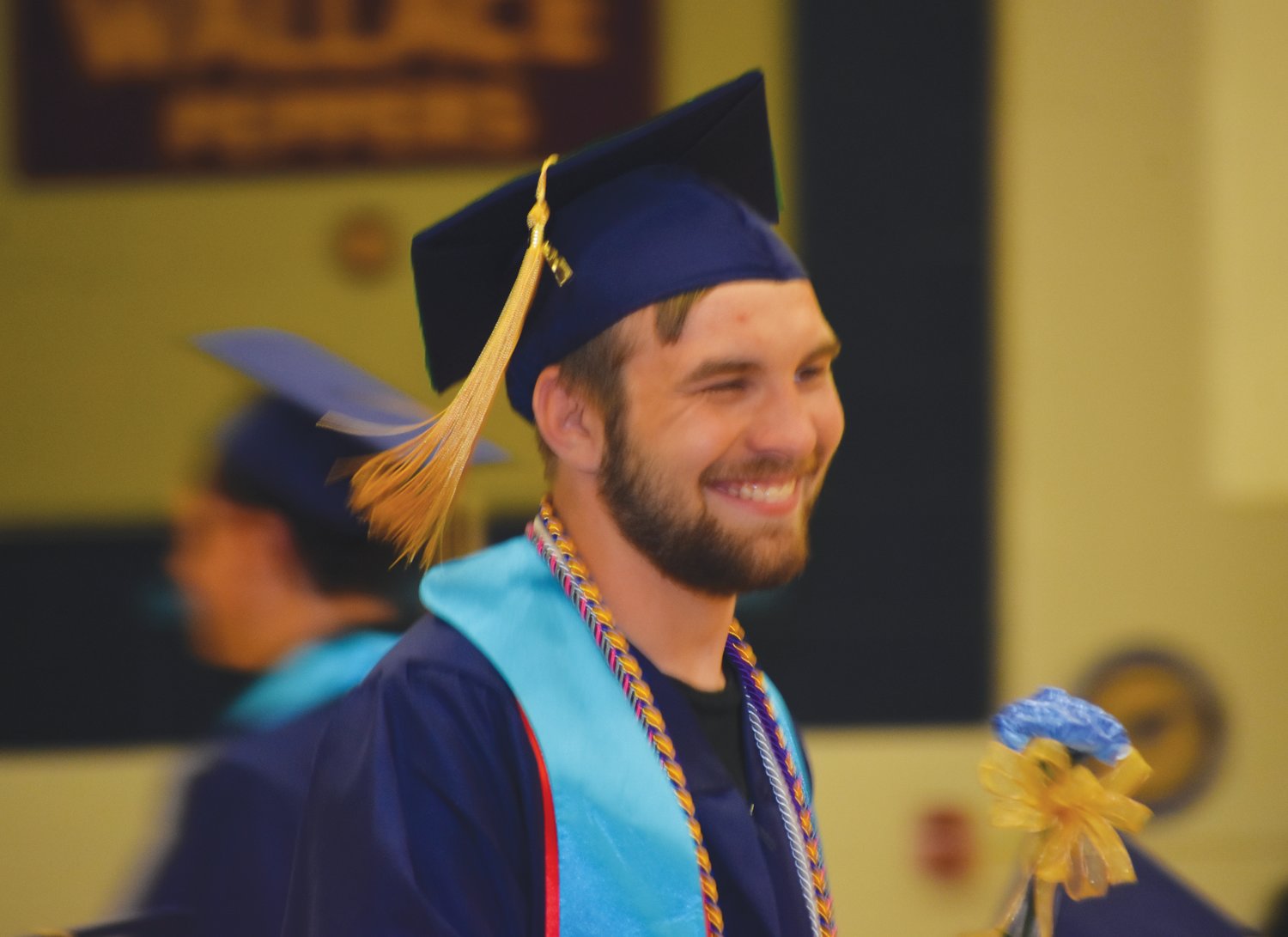 Willie Frazee smiles during the commencement exercises at Fountain Central High School.