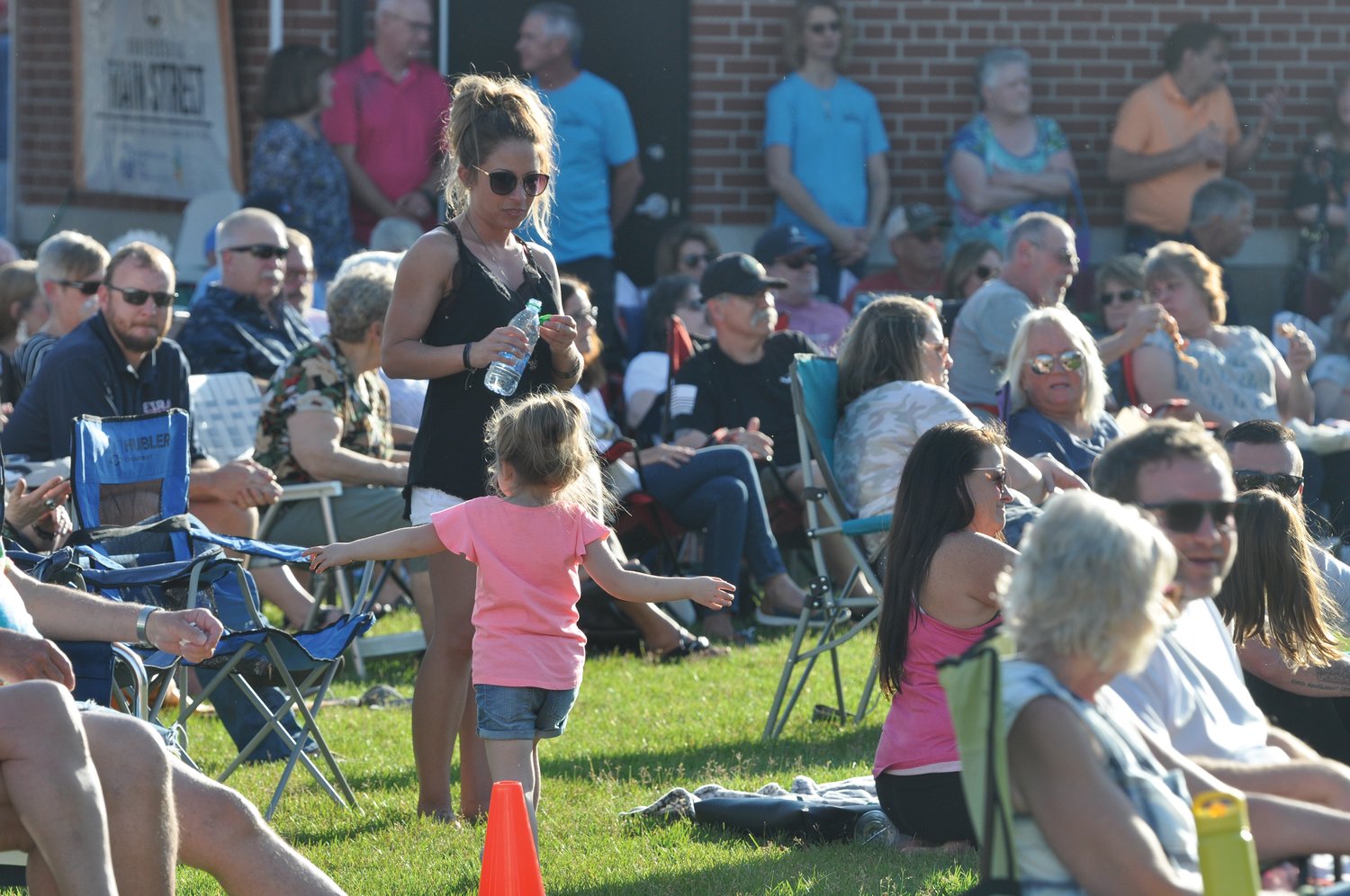 The crowd listens to the music during the kickoff of Crawfordsville Main Street's First Friday Concert Series.