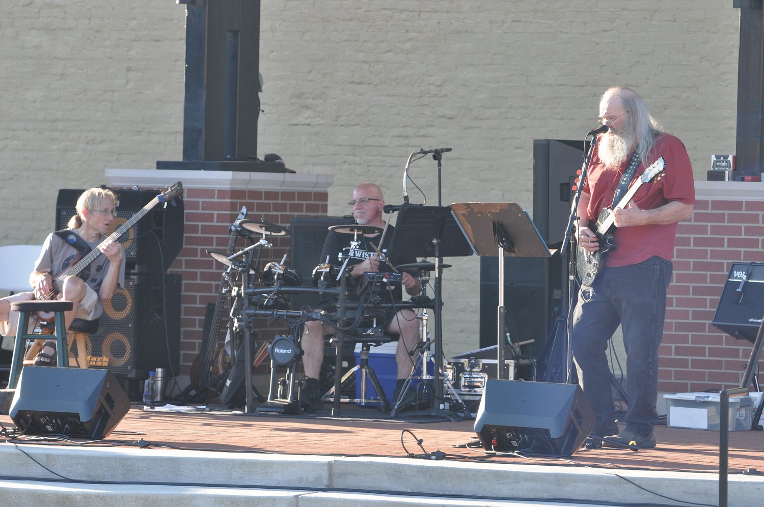 The Monte Keller Blues Band performs for the kickoff of Crawfordsville Main Street's First Friday Concert Series.