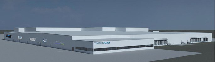 Rendered image of the new Tempur Sealy Foam-Pouring Plant in Crawfordsville.