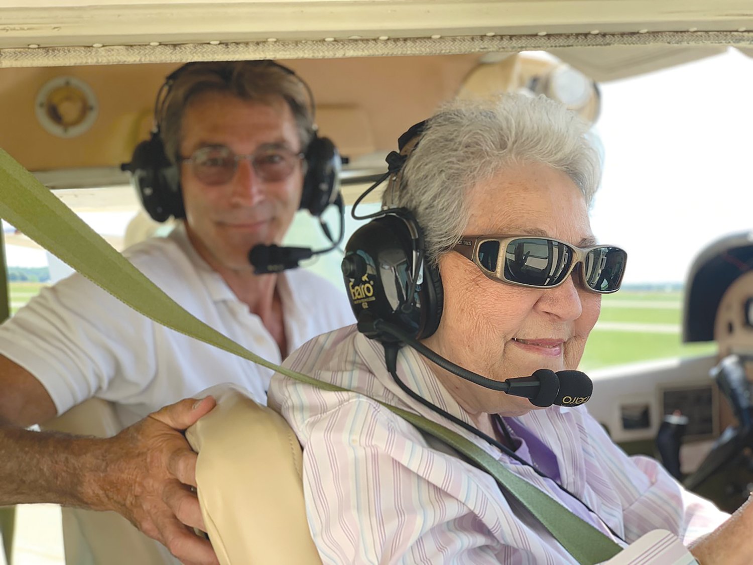 Sue Carroll pilots a plane with nephew Chett Clodfelter. This would be Carroll