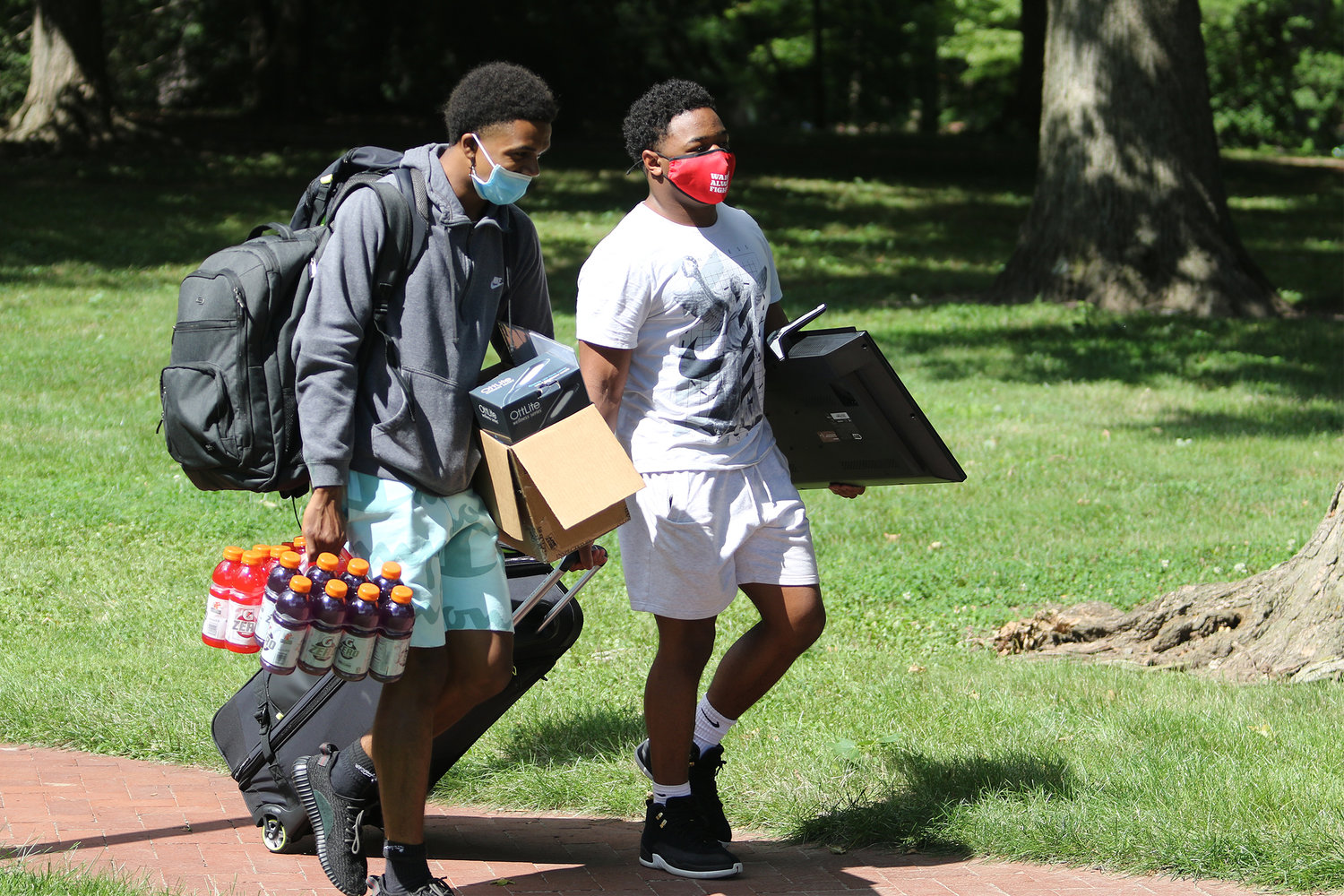 Members of the Wabash College Class of 2024 move in ahead of orientation last year.