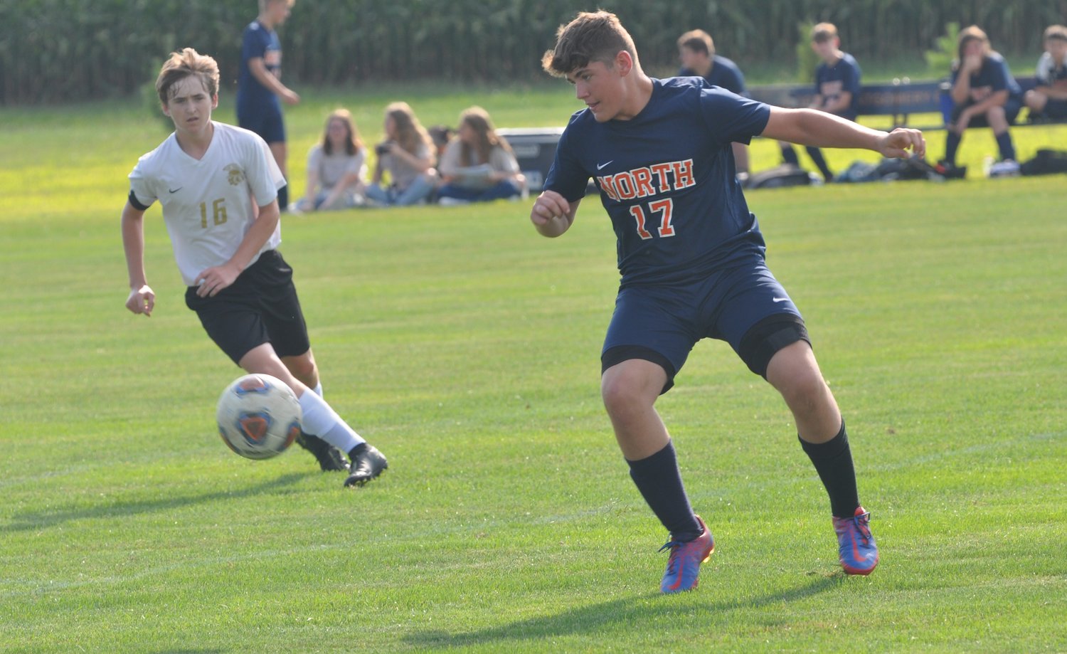 North Montgomery’s Malachi Stevens looks to turn it upfield for the Chargers in their season opener against Covington on Monday night.