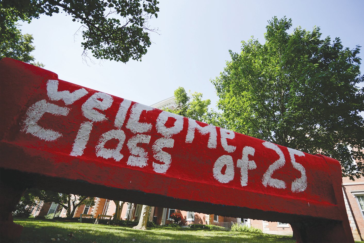 The Senior Bench is painted to welcome the Wabash College Class of 2025.