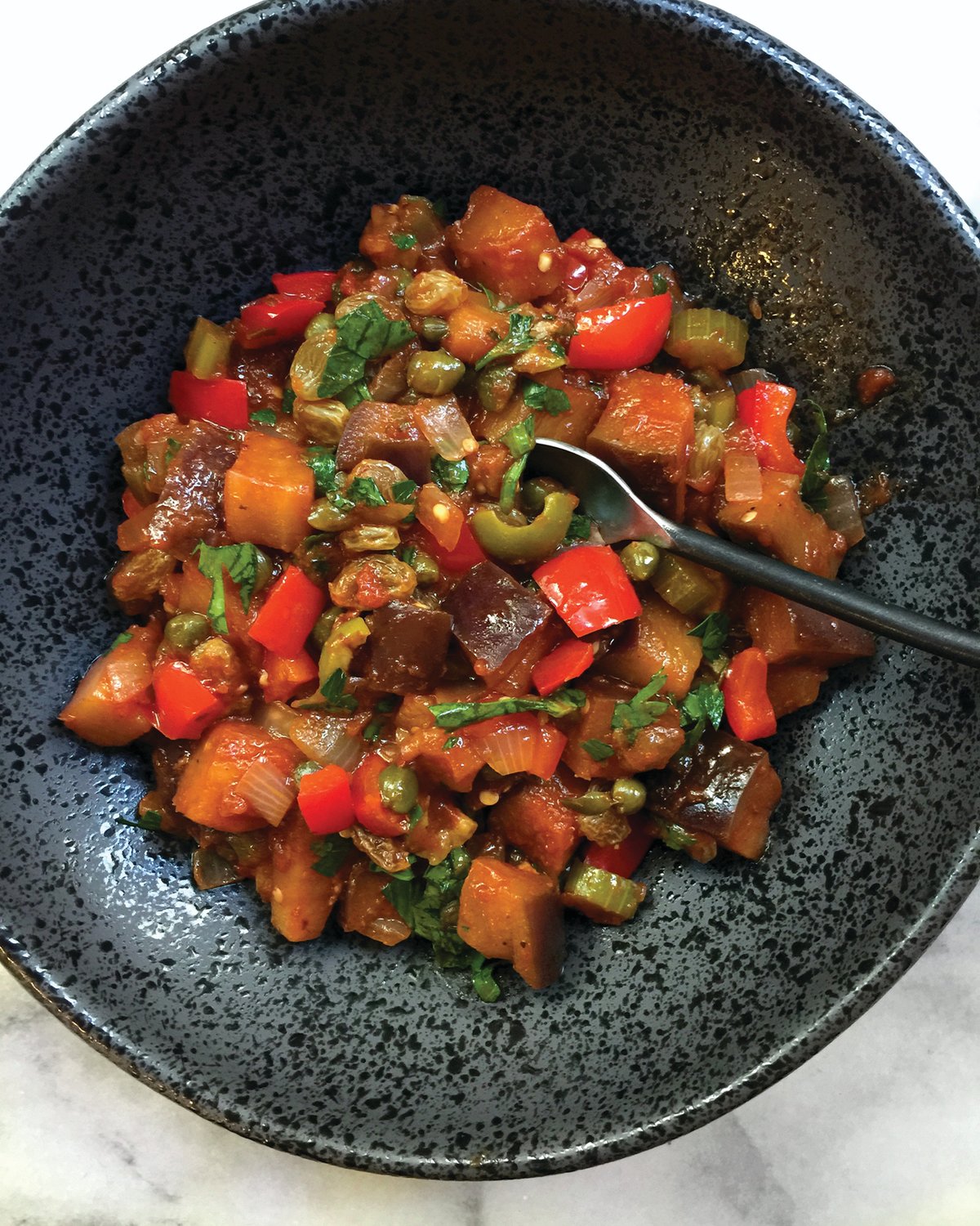 Caponata is a Sicilian vegetable stew or compote.