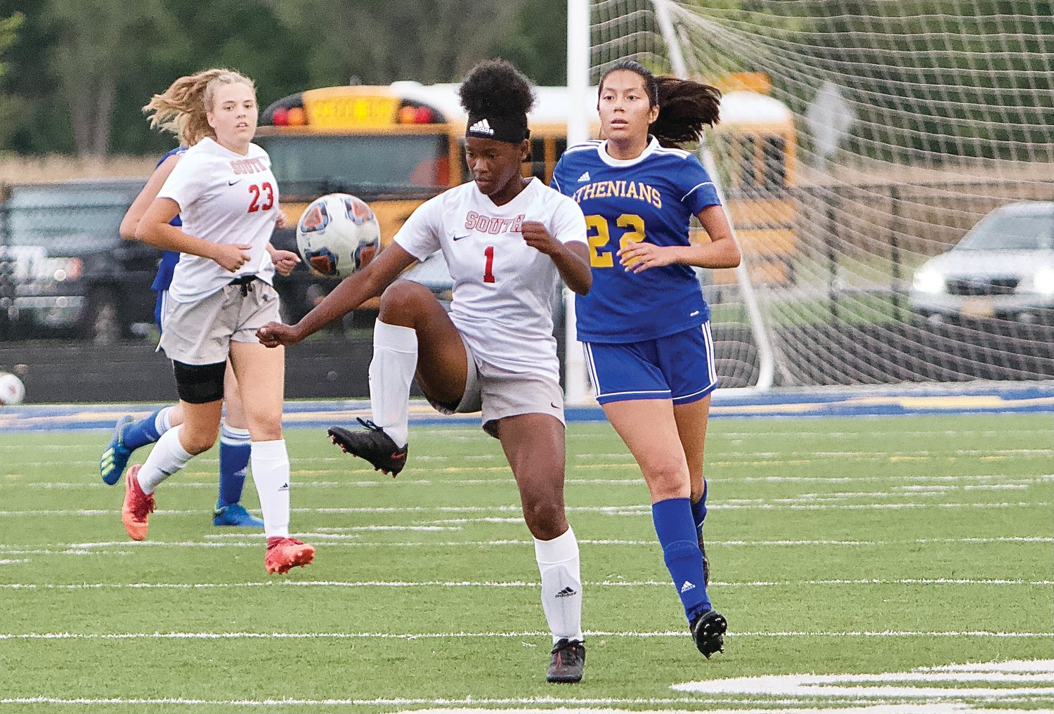 Southmont sophomore Shakia Burks juggles to keep the ball in front of her at Crawfordsville on Tuesday.