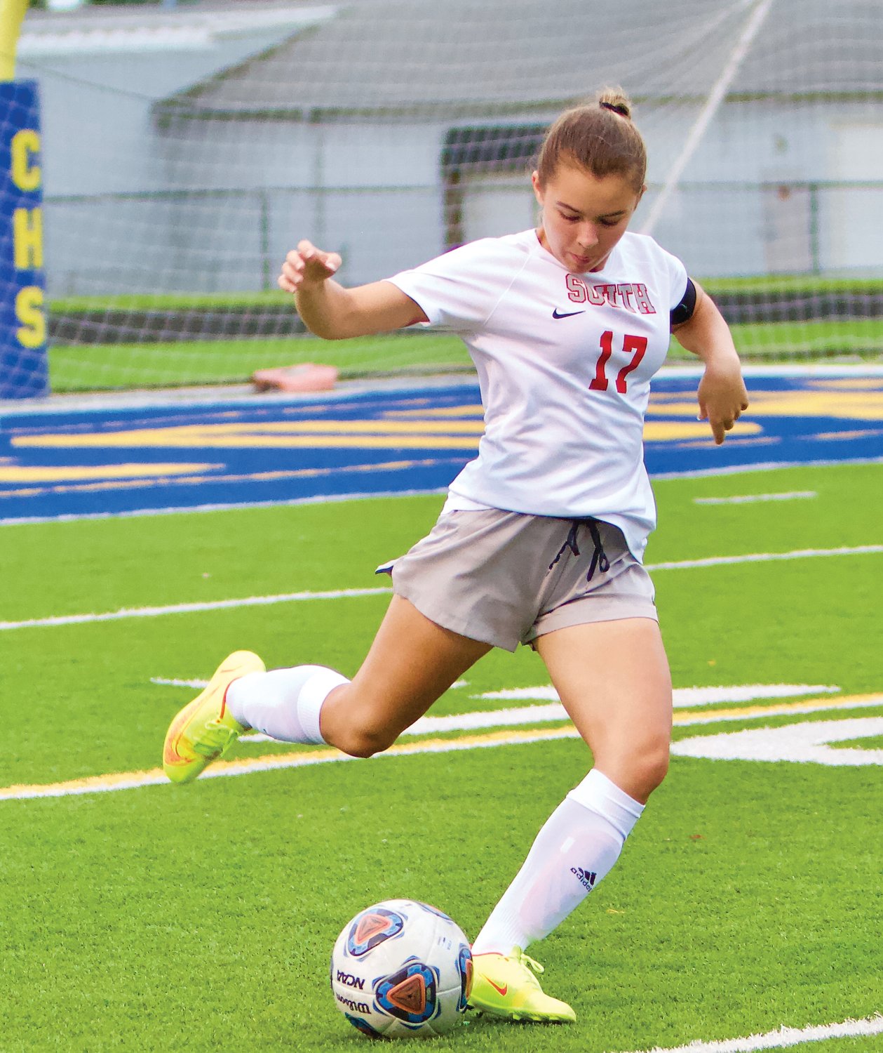 Southmont's Justine Troutman boots the ball down field.