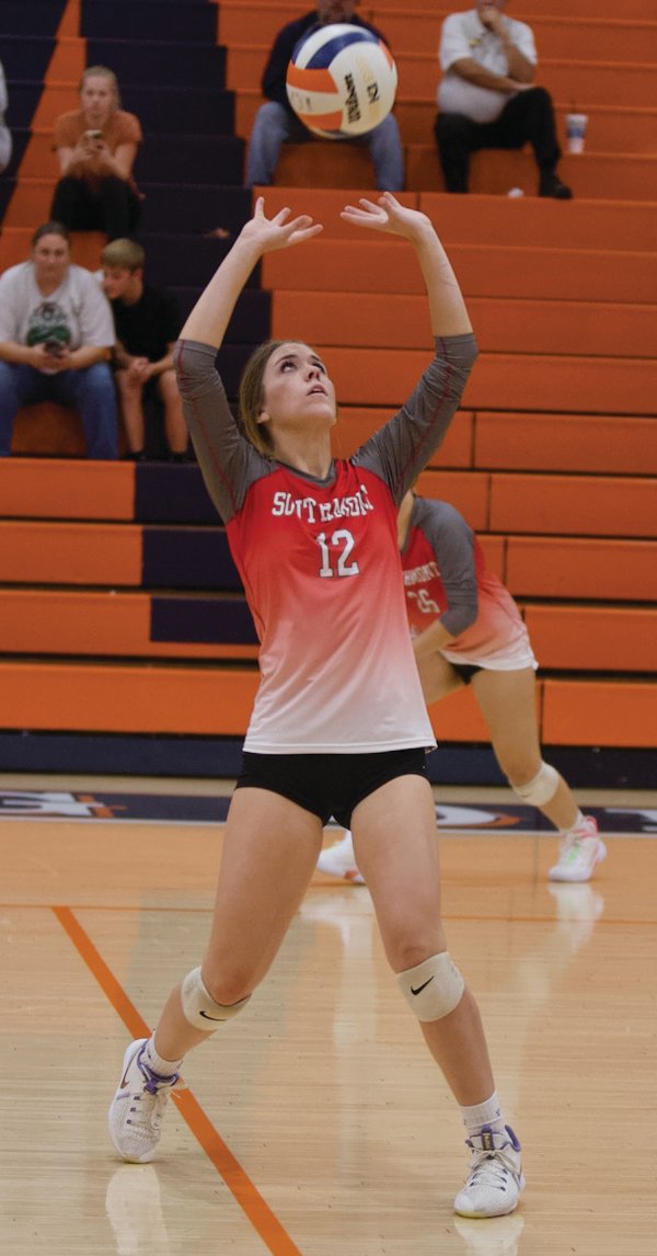 Chelsea Veatch sets up a pass earlier this season when the Mounties took on county rival, North Montgomery.