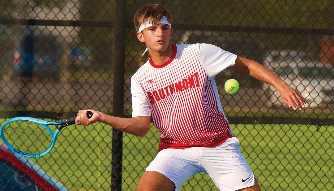 Southmont's Adam Cox advanced in the boys' tennis state tournament with a win over Parke Heritage's Evan James.