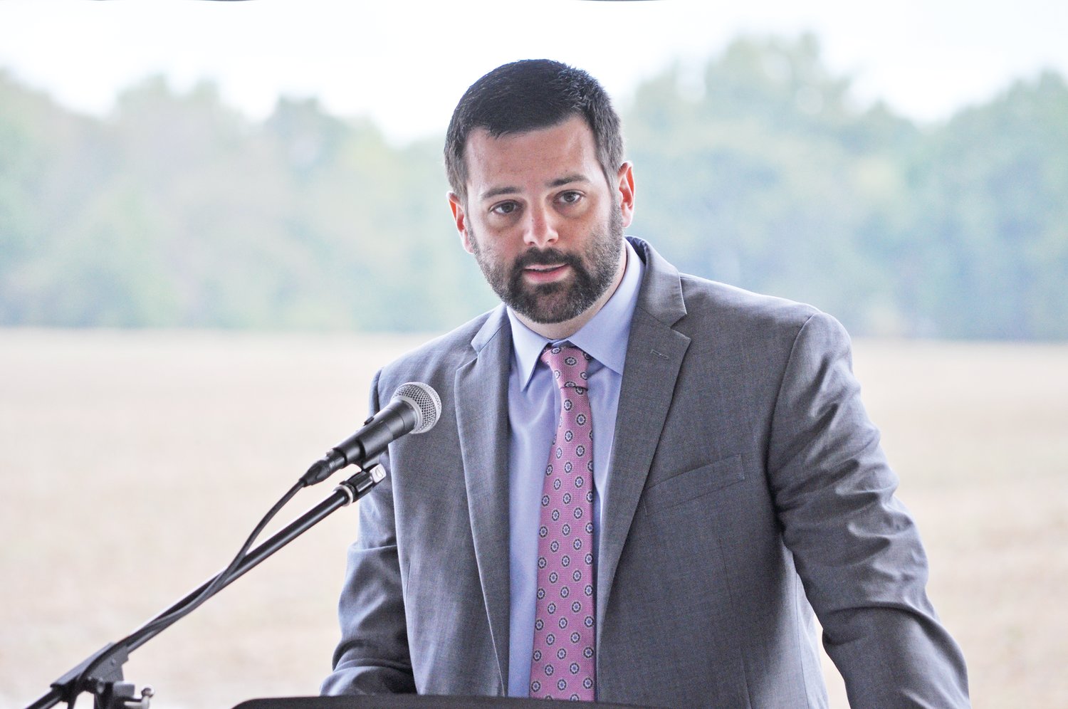 David Rosenberg, executive vice president of the Indiana Economic Development Corp., speaks at a groundbreaking ceremony for the Tempur Sealy plant on Thursday.