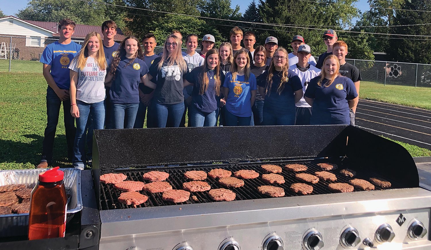 Parke Heritage High School FFA members participated in the Feed A Farmer event Oct.  1. Members prepared meals of hamburgers, cole slaw, chips and a cookie for area farmers and agricultural businesses. This is a way for FFA members to thank our local farmers and businesses for all they do for our community.  Members participating in the FFA Feed A Farmer are front- Stormy Swaim, Hailey Liebrandt, Emma Norman, Keely Black, Madison Coleman, Nichole Pezan and Catrina Roberts; second row- Mason Bowsher, Drew Brown, Carson Rolison, JD Seward, Carly Harpold, Shelby Woods, Jasmyne Everson, Aiden Batty and Mason McVay; back- Logan Hammontree, Sutton Ramsay, Hunter McDaniel, Parker Grayless, Brayton Myers and Ryan Mathis. Not pictured are Lilie Mace and Ashlee Clodfelter.