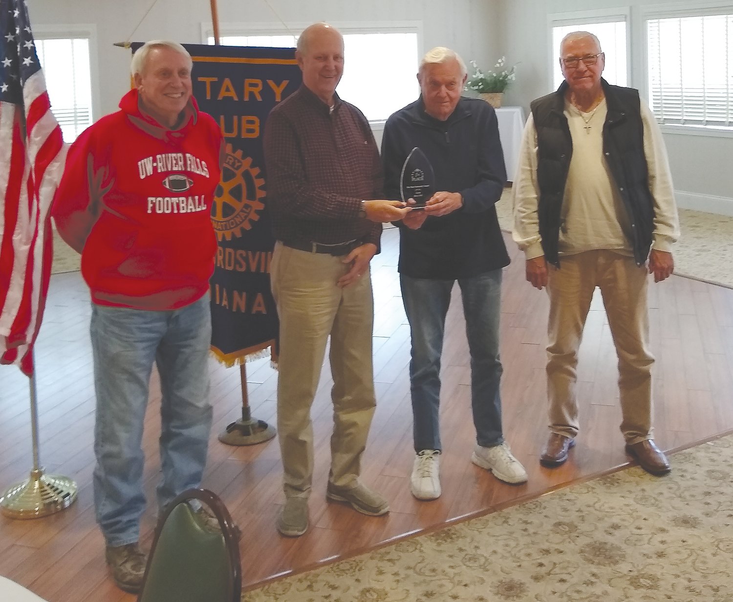 From left, Dick Walker, Norm Reimondo, Chuck Harpel and Ron Hess were just four of many Rotary Club members who helped with this year’s award winning concert series. These four members were involved at every concert for set up and tear down.
