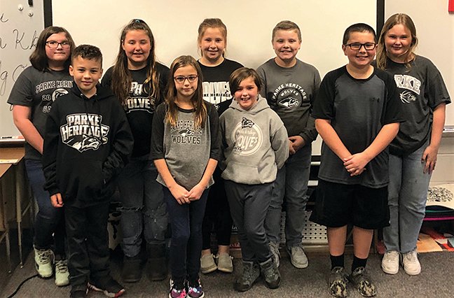 Rockville Elementary School Spell Bowl Team members recently competed in the Virtual Indiana Academic Spell Bowl competition. Members are, from left, front row, Malik Vance, Nora Busenbark, Teagan Pound, and Kash Jeffries; and back row,  Katy Faust, Hollydawn Crowder, Emma Fonner, Matthew Fox, and Ashlynn Bettis. The team was coached by Corinne Lucas. .