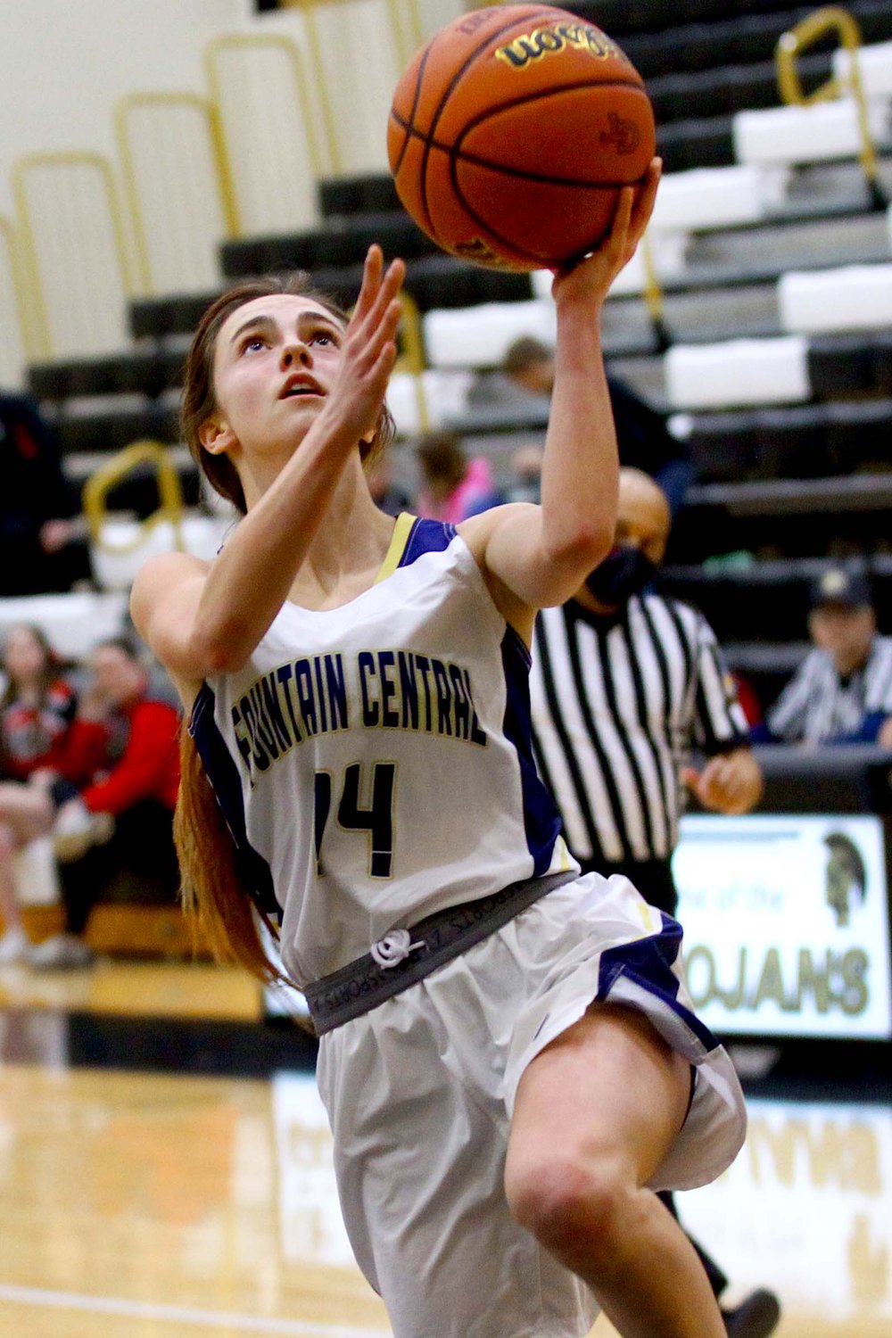 Jerzi Hershberger of Fountain Central shoots a lay-up.
