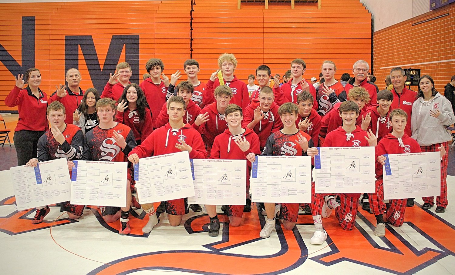 Southmont Wrestling captured their thrid straight Sagamore Conference Wrestling title Saturday. The Mounties had seven members of the team win their weight class as they pulled away to score 254.5 points.