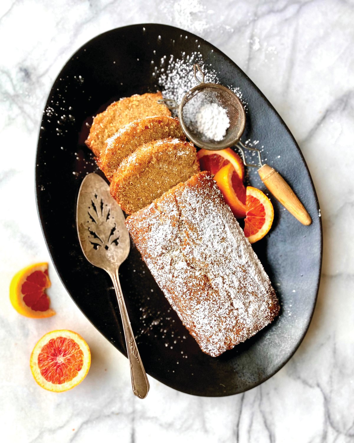 This recipe celebrates the end of the blood orange season. Any citrus is delicious in a pound cake, which is a natural canvas for the spark of citrus.