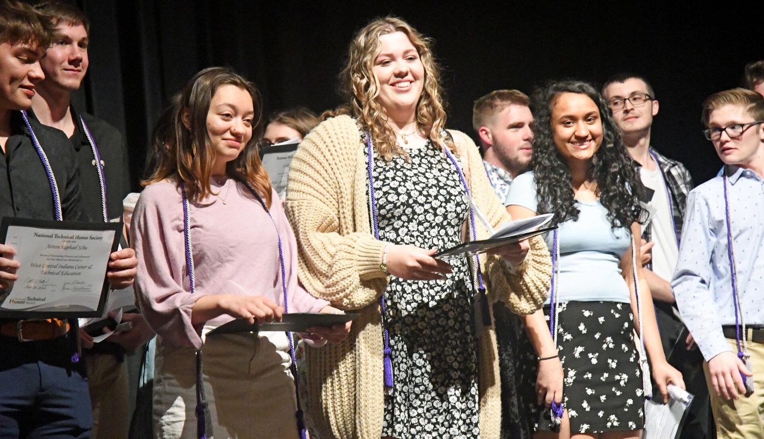 West Central Indiana Career and Technical Education students from Western Boone, Crawfordsville, North Montgomery and South Montgomery high schools were inducted into the National Technical Honor Society on Wednesday at Western Boone.