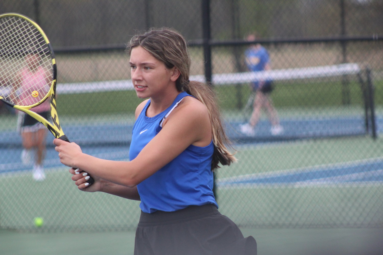 Cathleen McGrady helped lead the one doubles team for CHS to hard fought win in a super tie-break