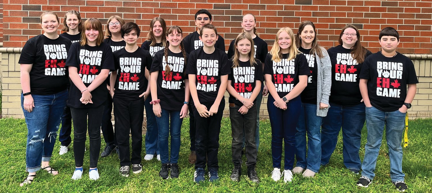 Academic team members are front row, Mrs. Molly Blystone, Maddison Fisher, Samuel Baldwin, Ella Lacy, Wesley Pratt, William McKee and Hallie Miller; and back row, Mrs. Haley Roach, Abigail Julbert, Jackie Ferguson, Lucas Rhoads, Carly Newnum, Mrs. Kylie Gates, Ms. Whitney Anderson and Crafton Malicoat.