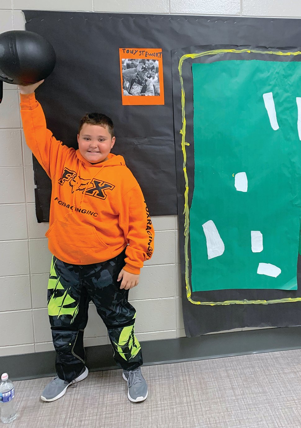 A wax figure of famous racecar drive Tony Stewert, also known as Pleasant Hill fourth grader Anthony Narmi, made his presence felt Friday at the elementary school. Official reports indicate Narmi