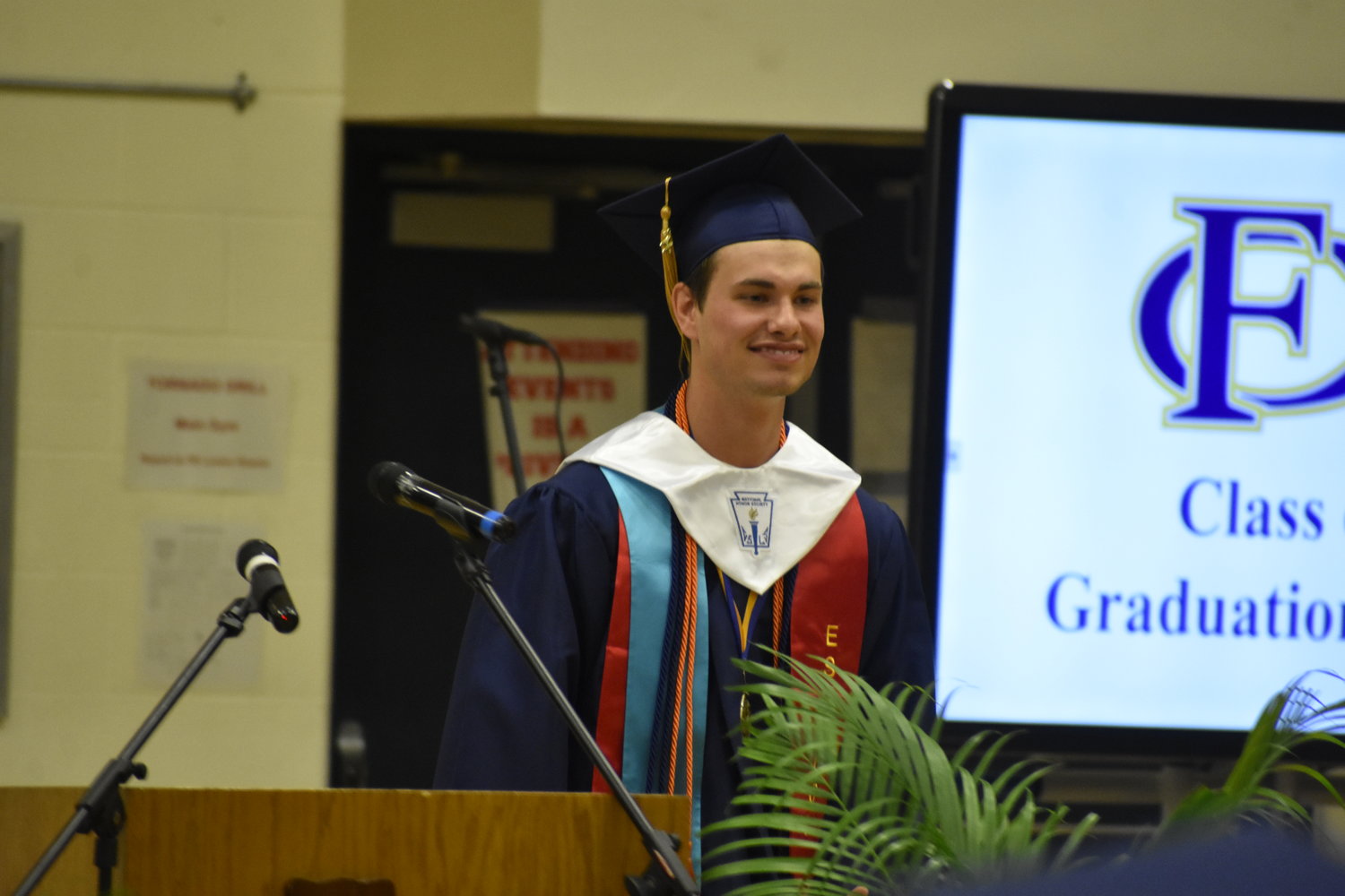 Co-valedictorian Carter Merryman addresses his fellow classmates.