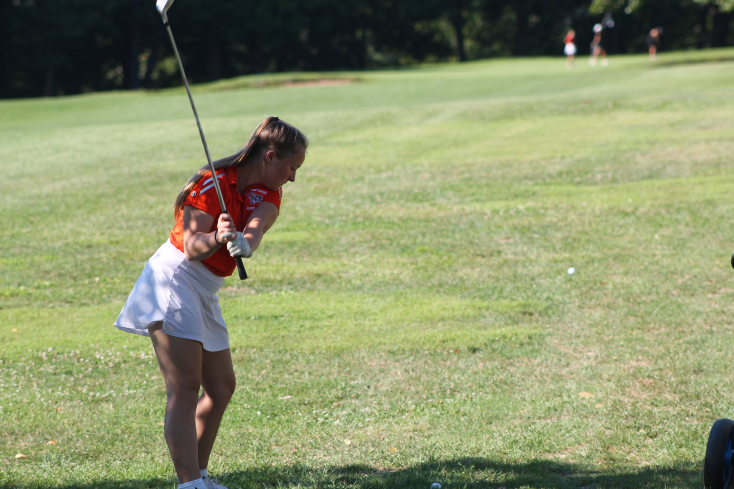 North Montgomery's Maggie Yeager eyes the green after this shot on Saturday.