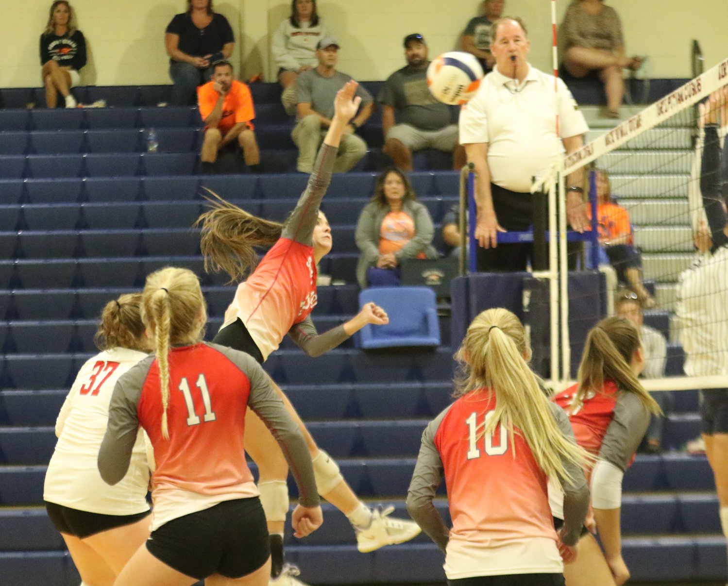 Southmont's Chelsea Veatch goes up for a kill during the Mounties 5 set win against North Putnam.