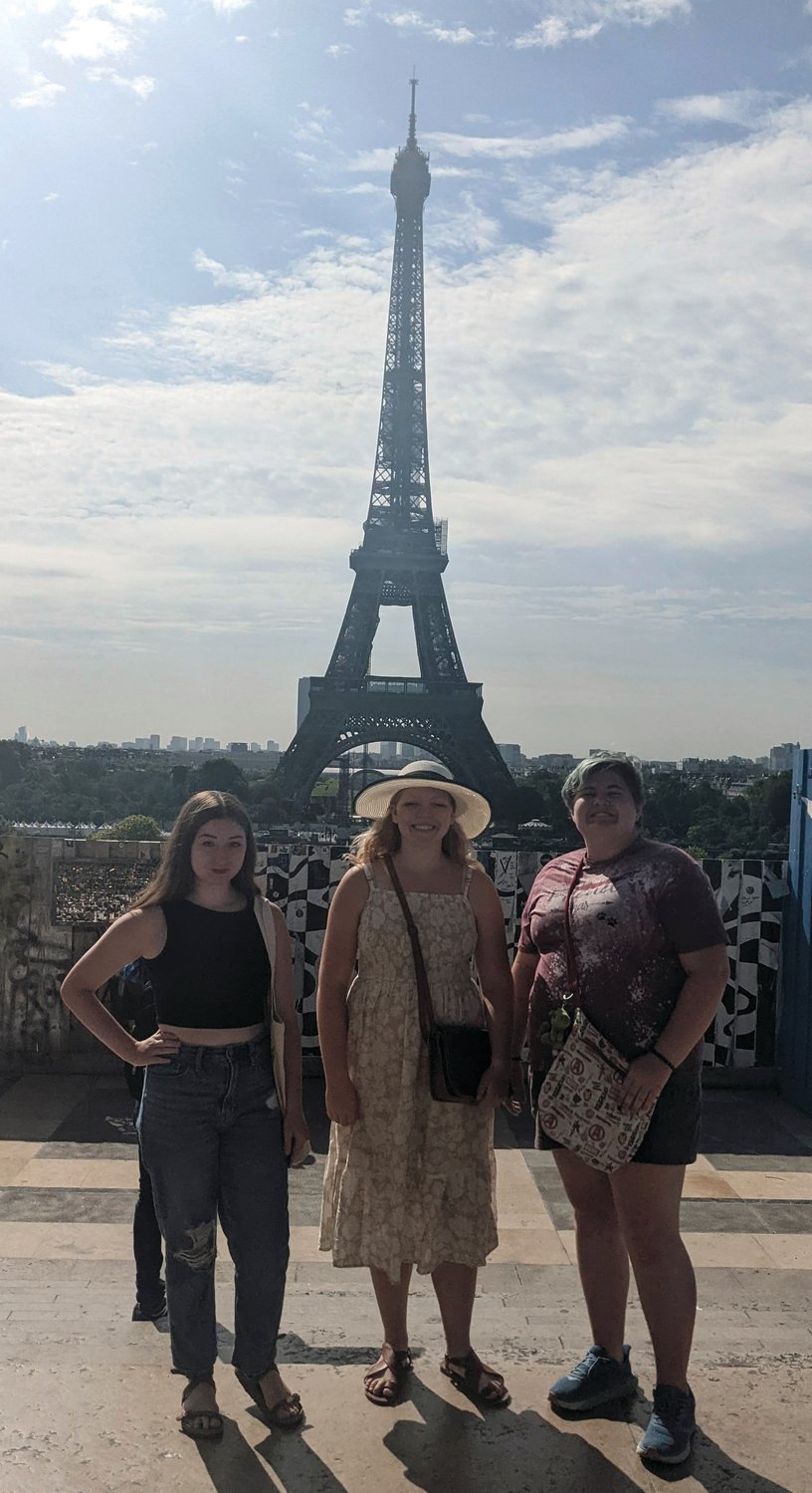 As a part of their trip, Michaela Troutman, Cassie Miller and Natalie Tome were able to visit Paris and see the Eiffel Tower.